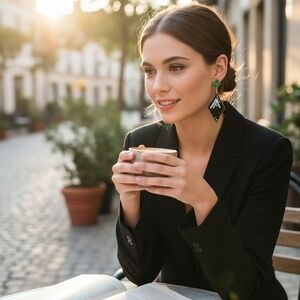 Elegant Green and Black Diamond Earrings